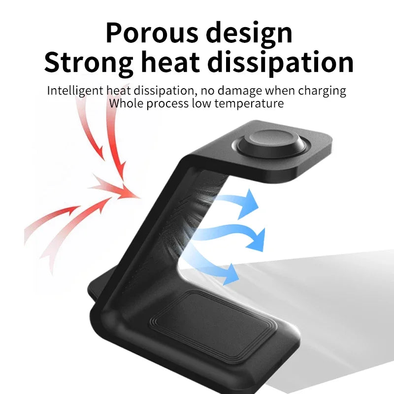 3 in 1 Wireless Charger Stand Fast Charging Dock Station for iPhone 15 14 13 12 11 X 8 Apple Watch 8 7 6 iWatch Airpods Pro