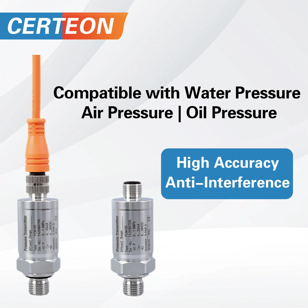 Pressure Transmitter 4-20mA Industrial Sensor M12 Connector IP67 Hydraulic Oil Air Monitoring