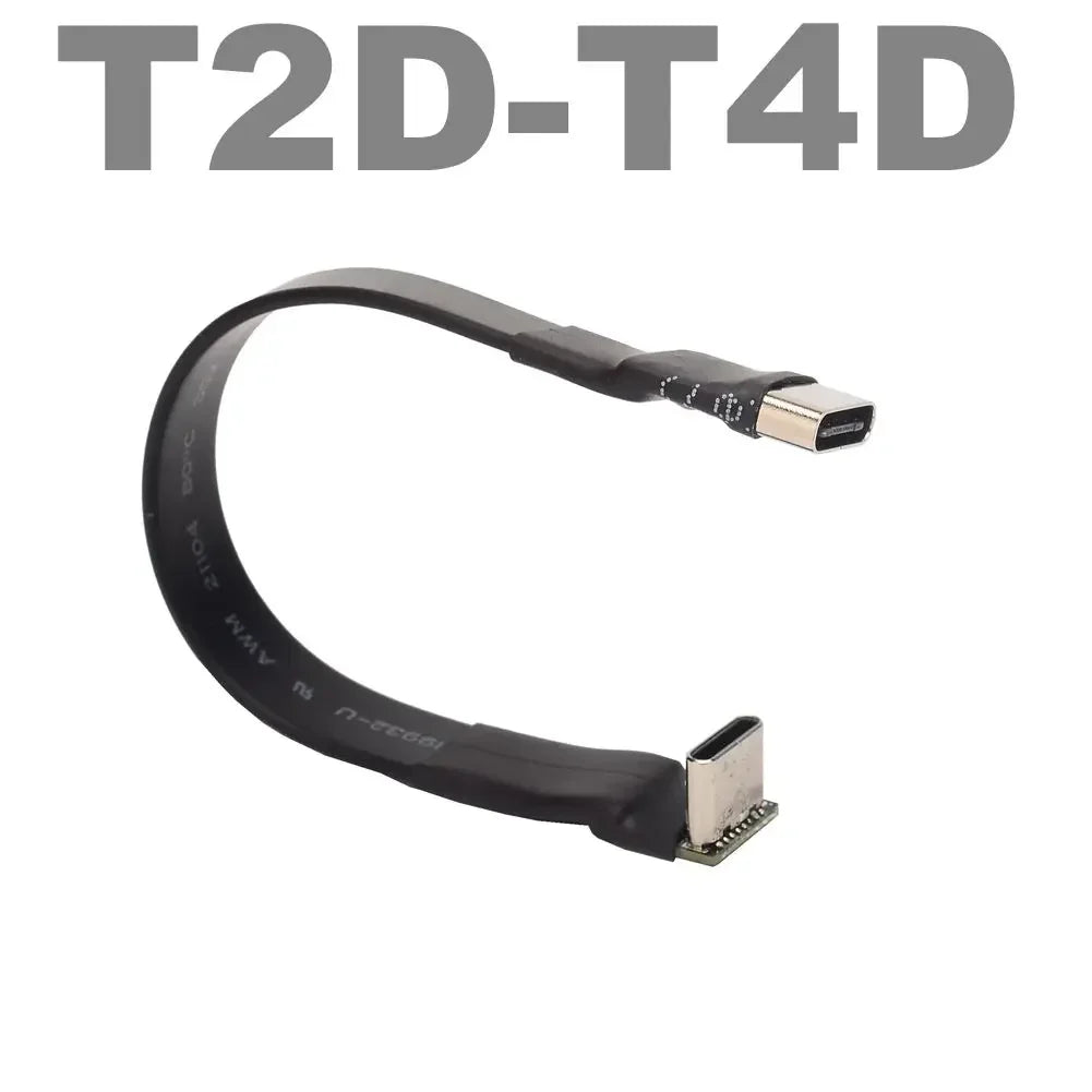 USB 2.0 Type C Ribbon Flat Cable Shielded Extension FPC Cable USB 2.0 USB-C 90 Degree Up/Down Angled Connectors 5CM-3M For TV PC