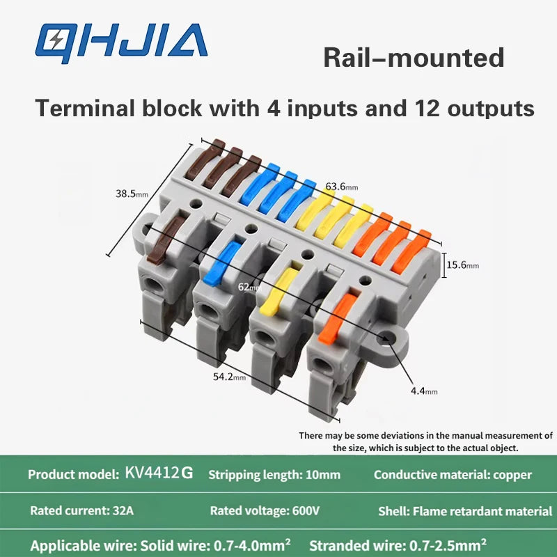 Universal Quick Push-in Electrical Wire Terminal Blocks Splitter Cable Connectors Mounted Junction Box for Home Industrial Use