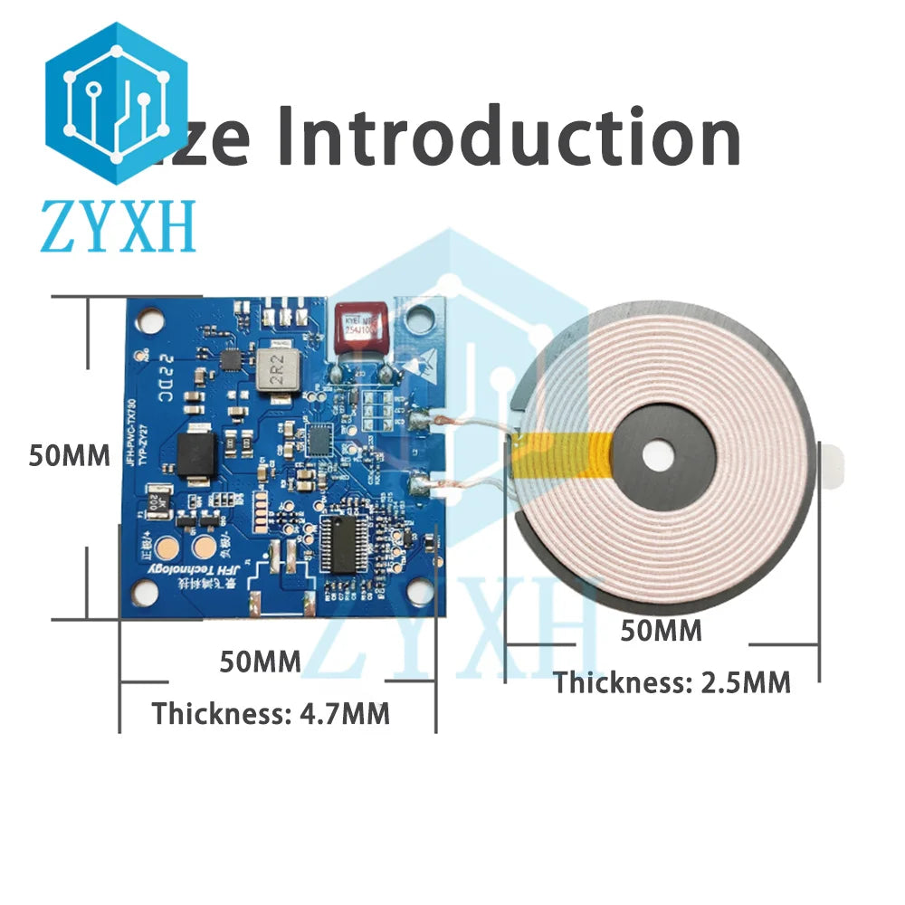 20W 22W Car Wireless Charging Mobile Phone Wireless Charger Module with Three Coil Transmission End 24V 12V Wide Voltage