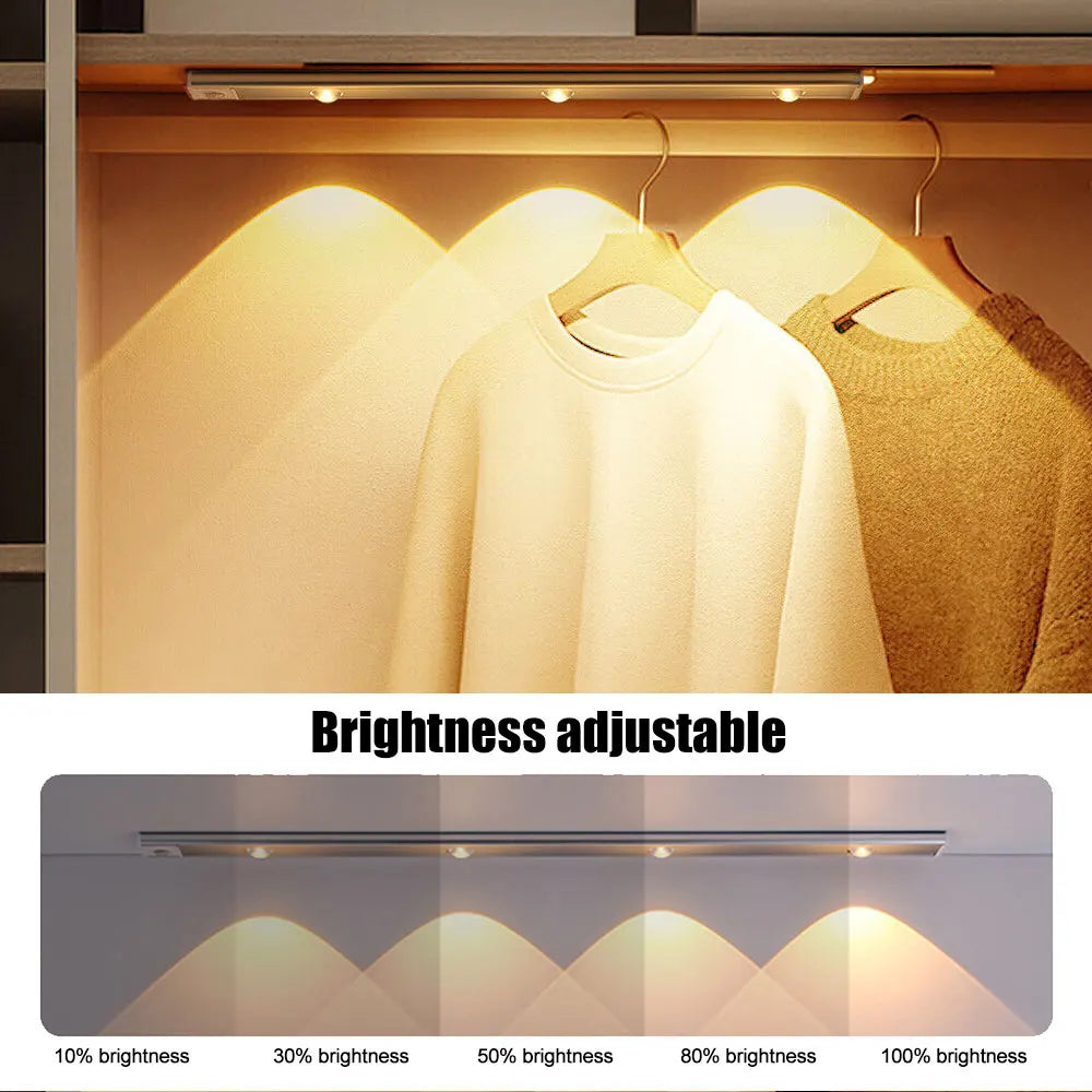 LED Cabinet Light USB Rechargeable Motion Sensor Dimmable LED Night Lamp For Kitchen Wardrobe Closet Home Lighting 20/30/40/50CM