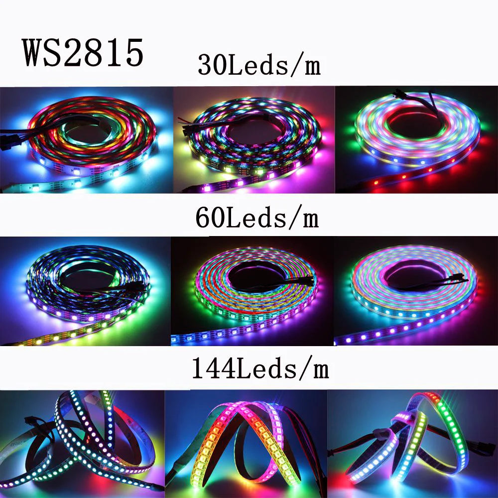 WS2815 Smart Full Color RGB LED Lights Strip 1M-5M 30/60/74/96/144 LEDs/m Individually Addressable IC LED Strips IP30 IP65 IP67