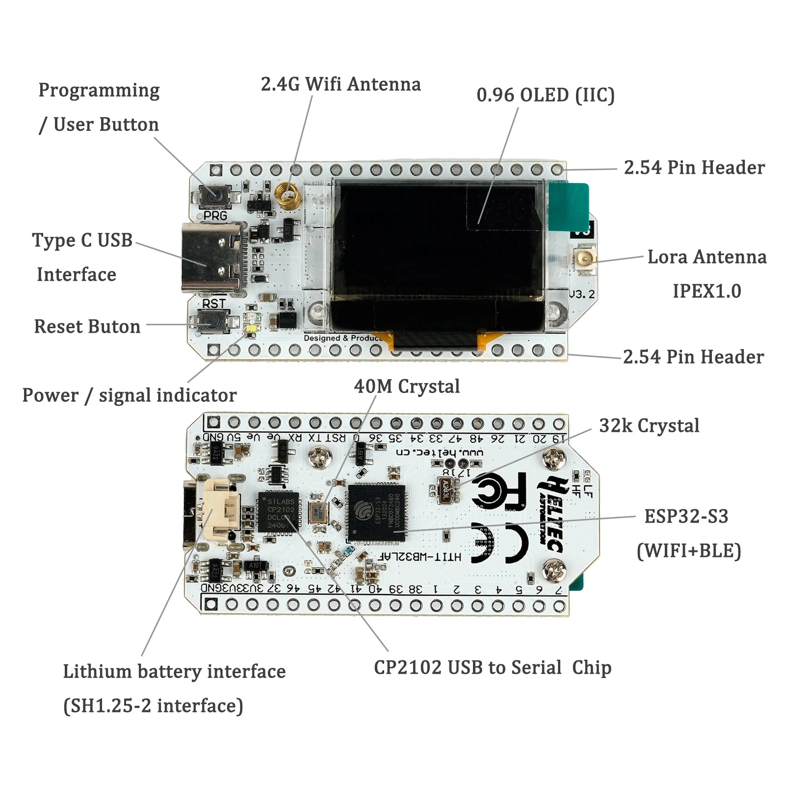 Heltec ESP32 LoRa32 V3 Development Board WiFi BT Module Type-C SX1262 with OLED Display 863-928MHZ LoRa Kit for Arduino IoT