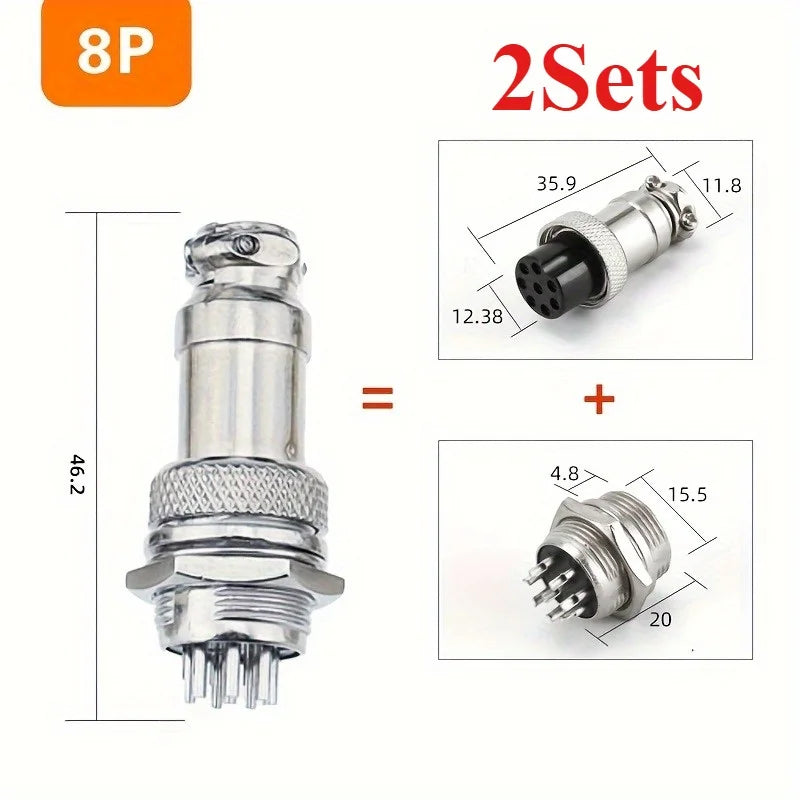 2 Sets  Male + Female GX16 Aviation Connector Plugs,2P/3P/4P/5P/6P/7P/8P/9P/10P Configurations Ideal
