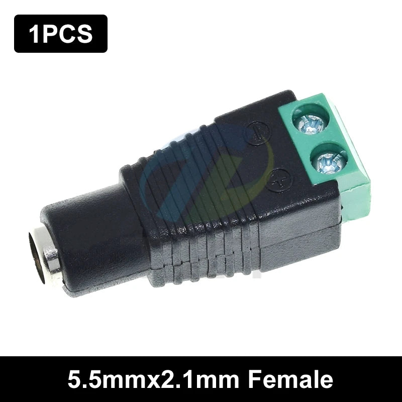 5.5MM x 2.1MM / 2.5MM Female Male DC Power Plug Adapter for 5050 3528 5060 Single Color LED Strip and CCTV Cameras