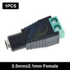5.5MM x 2.1MM / 2.5MM Female Male DC Power Plug Adapter for 5050 3528 5060 Single Color LED Strip and CCTV Cameras