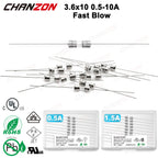 10pcs 3.6x10 mm Fast Blow Tube Glass Fuse With Lead Wire 0.5A 1A 1.5A 2A 3A 3.15A 5A 6.3A 10A 125V 250V 3.6x10mm Wiring