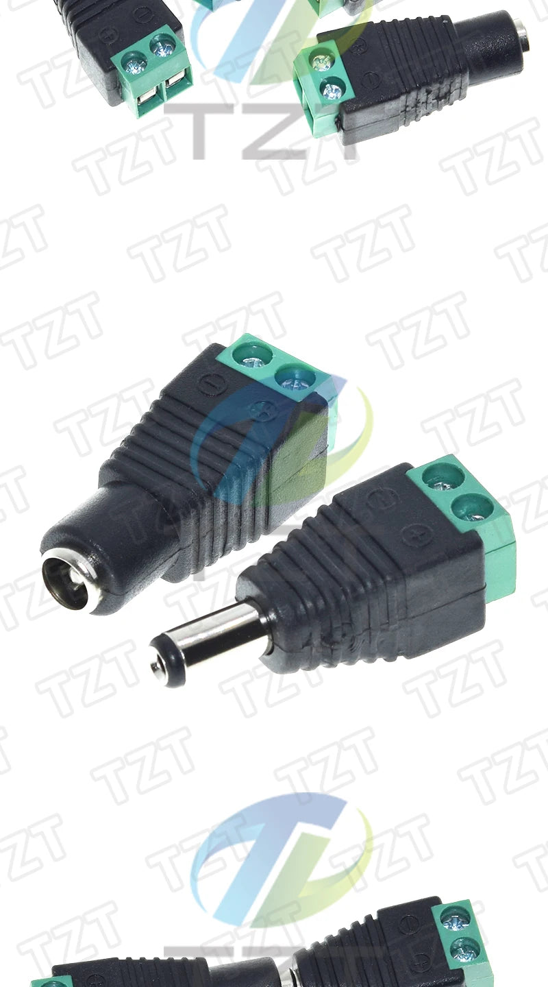 5.5MM x 2.1MM / 2.5MM Female Male DC Power Plug Adapter for 5050 3528 5060 Single Color LED Strip and CCTV Cameras