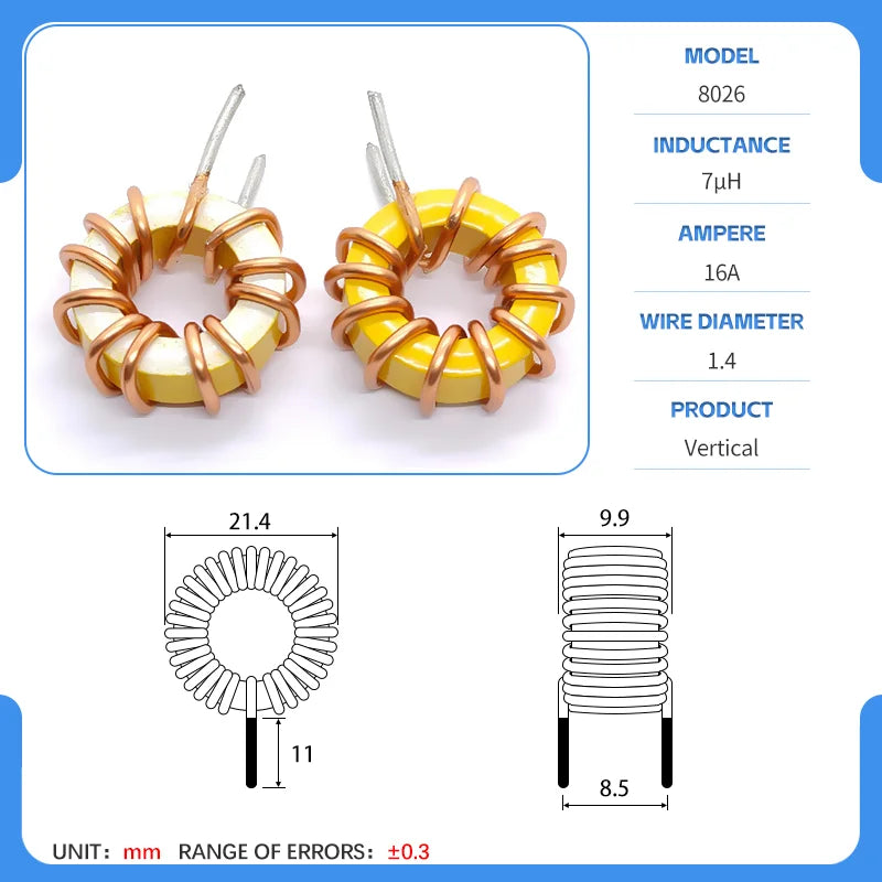 20mm 80-26 Iron powder core Toroidal inductor Wirewound inductor Iron powder core Magnetic ring inductor