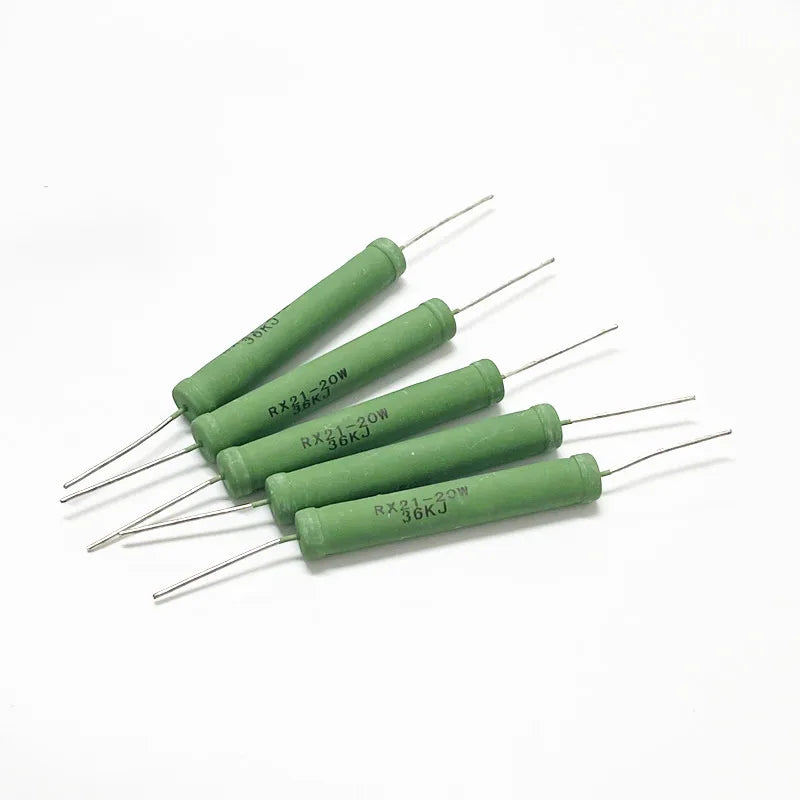 5pcs RX21-20W Wire Wound Resistance 5% 1R 10R 100R 200R 1K 2K 10K 12K 15K 20K 22K 25K 30K 33K 39K 47K 20R 22R  27R 30R 33R 40R