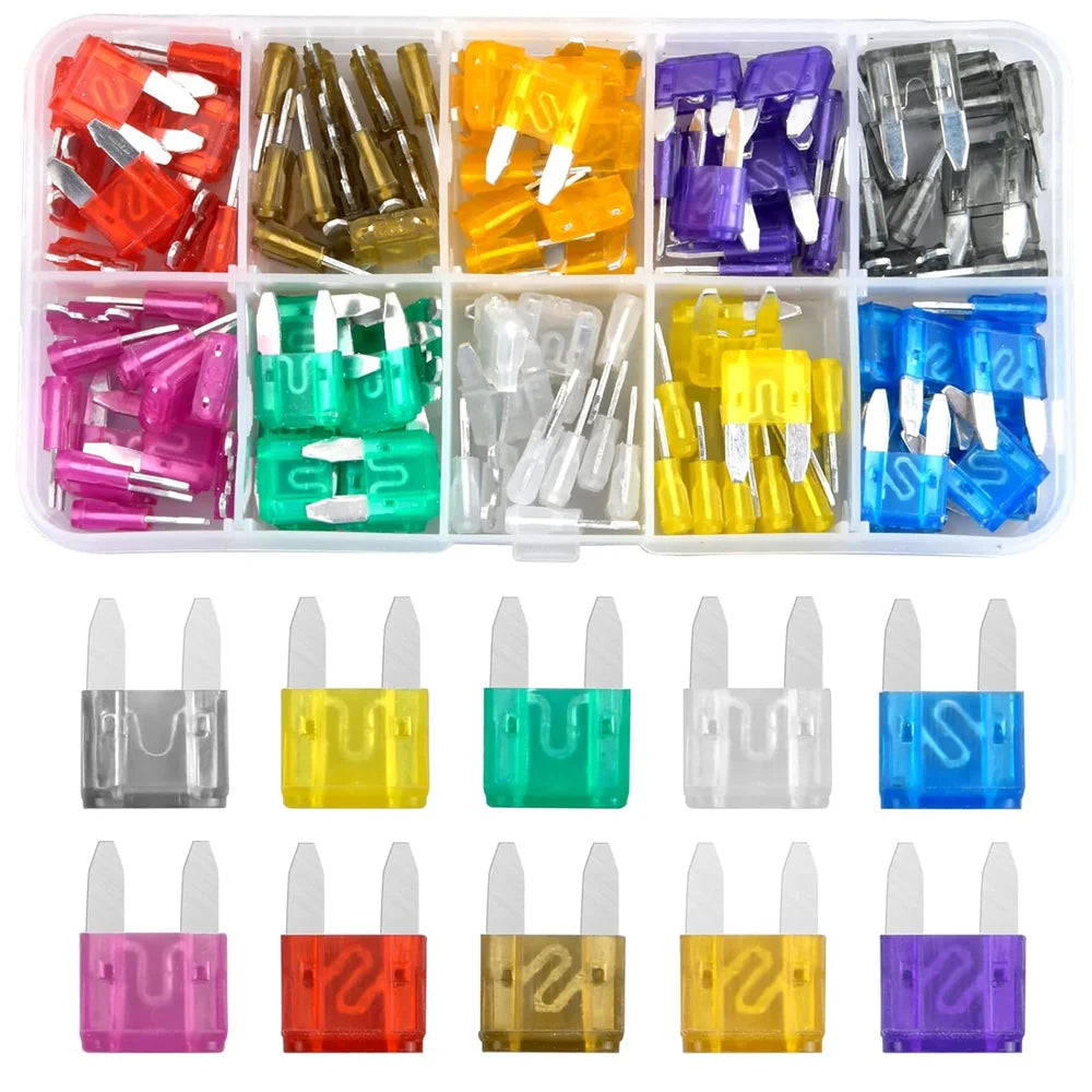 120 Pcs 2A 3A 5A 7.5A 10A 15A 20A 25A 30A 35A Mini Blade Fuse with Fuse Puller and Clear Storage Box for SUV Truck Boat