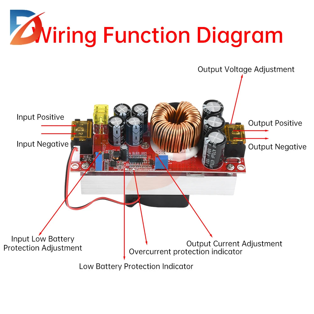 1800W 40A DC-DC Boost Converter Step Up Power Supply Module 10-60V To 12-90V Adjustable Voltage Charger 1200W 20A Boost Module