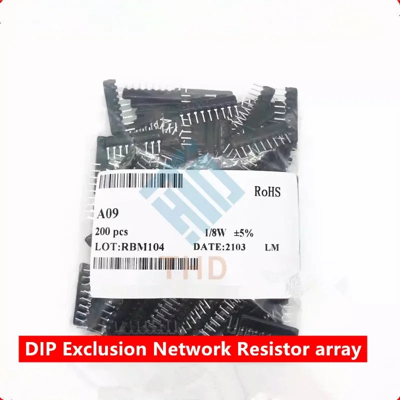 200pcs 10PIN 9PIN 8PIN 7PIN 6PIN 5PIN 4PIN exclusion Network Resistor array DIP 100 220 470 1K 1.5K 2.2K 4.7K 5.1K 10K 100K ohm