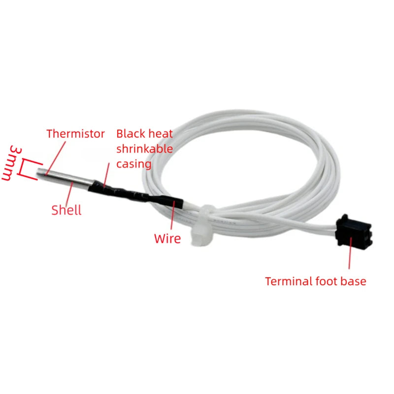 1M/2M HT-NTC100K Thermistor Temperature Sensor For High Temperature Filament 350 Degrees Hotend Kit B3950 For 3D Printer Parts