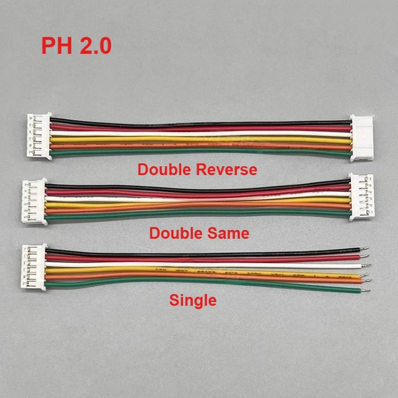 10pcs PH2.0mm Single/Double Male Plug Connector with Wire 6/10/20/30/50cm 26AWG 2/3/4/5/6/7/8/9-12Pin Jumper Cable For Arduino