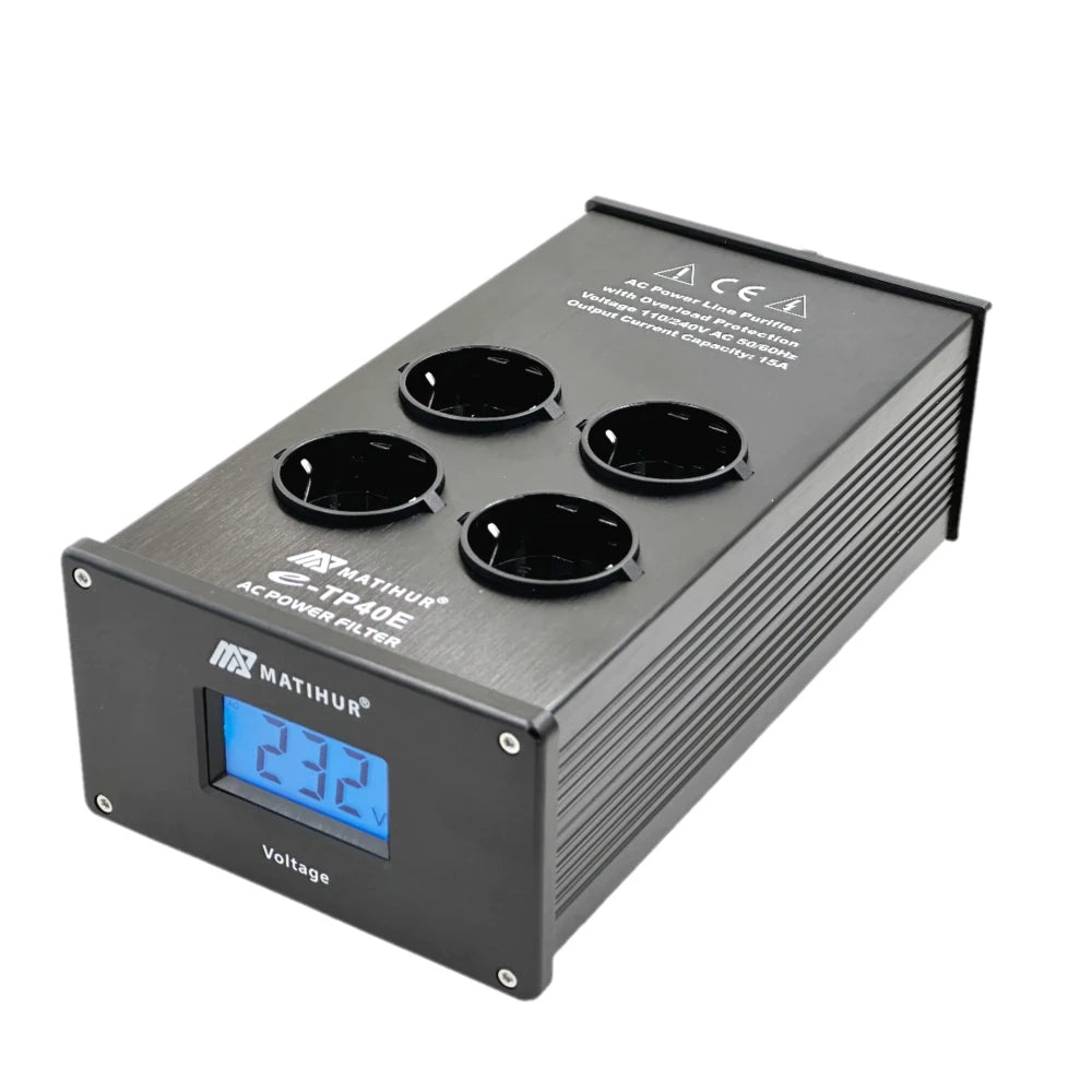 MATIHUR e-TP40E Audio Noise AC Power Filter Power Conditioner Power Purifier Surge Protection with EU Outlets Power Strip