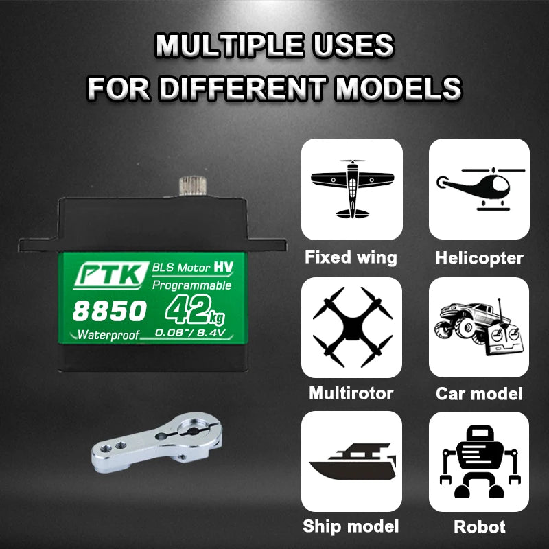 PTK Servo 8.4V 30kg 40kg High speed0.05 brushless RC servo motor Waterproof 1/8 1/10 1/12 scale automotive fixed wing robot 180°