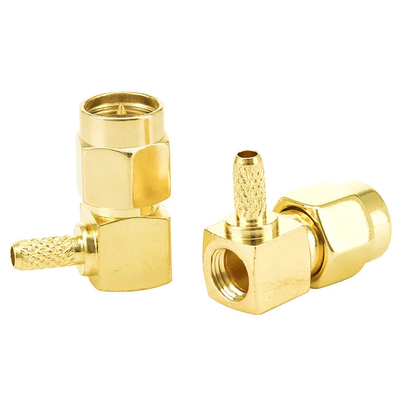 10PCS SMA Male/RP SMA Female Pin Right-Angle RF Connector Crimp, Compatible with RG174 RG316 LMR100 Cables, Wide Temp