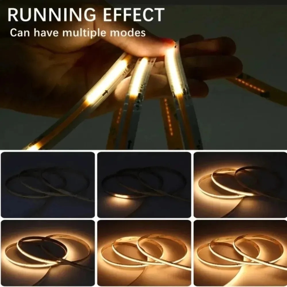 DC24V WS2811 COB LED Light Strip Kit 5M 10M 360LEDs/m Addressable Running Water Flowing Lamp With Wireless Controller Power Kit
