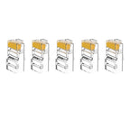 RJ45 Connector CAT6 Pass Through Connectors Crystal End Gold-Plated 8P8C Crimp UTP Standard Ethernet Network Modular Plug