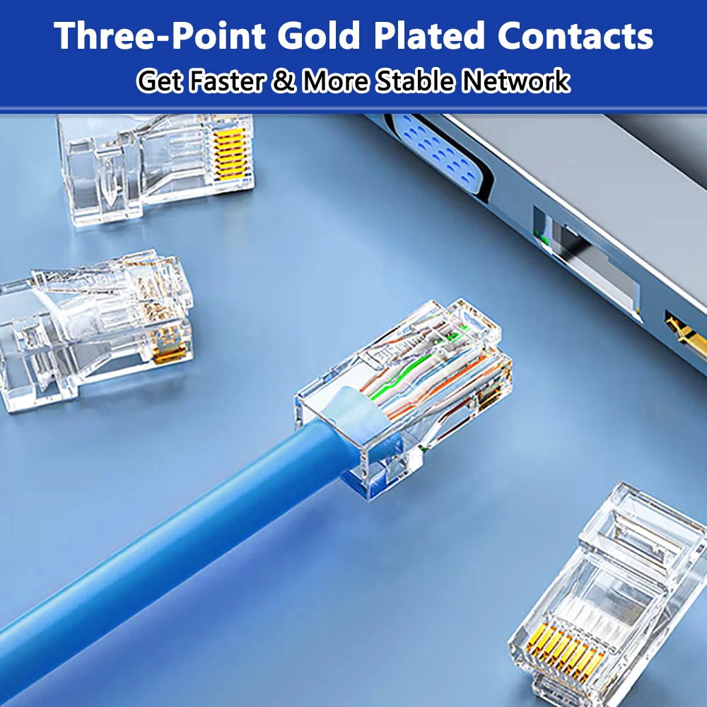 D-Sunty Rj45 Connector CAT5e CAT6 Pass Through Network UTP 8P8C Modular Pass Through Plug For Ethernet Cables