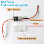 DC 3.7V 5V 12V 24V Photo Control Sensor 5-level Adjustment Light Sensor Switch Auto ON Off Photocell Street Light Switch 5A