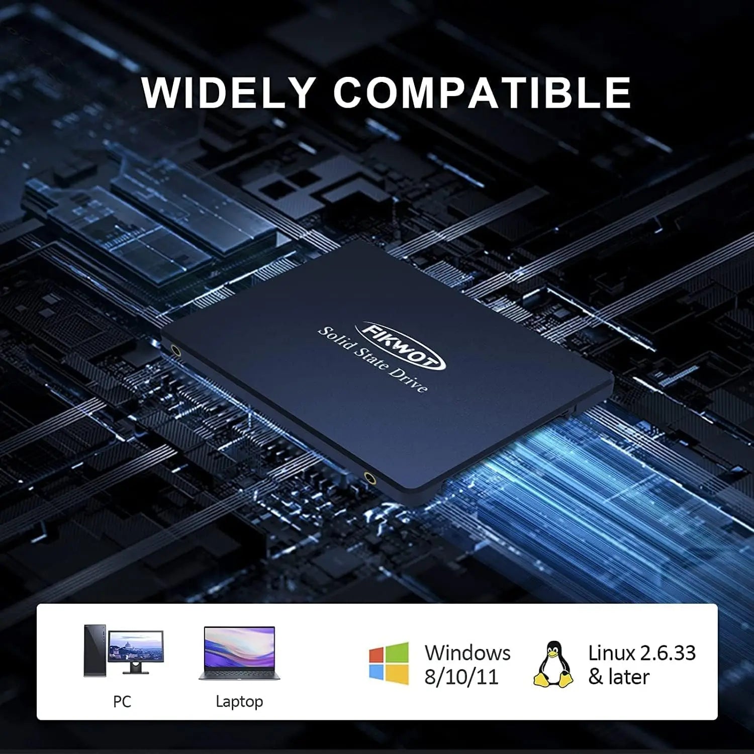 Fikwot FS810 2.5" SATA3 SSD 128GB 256GB 1TB 2TB 6Gbps 550MB/s 3D NAND Flash 4x HDD Internal Solid State Drive for Laptop Desktop