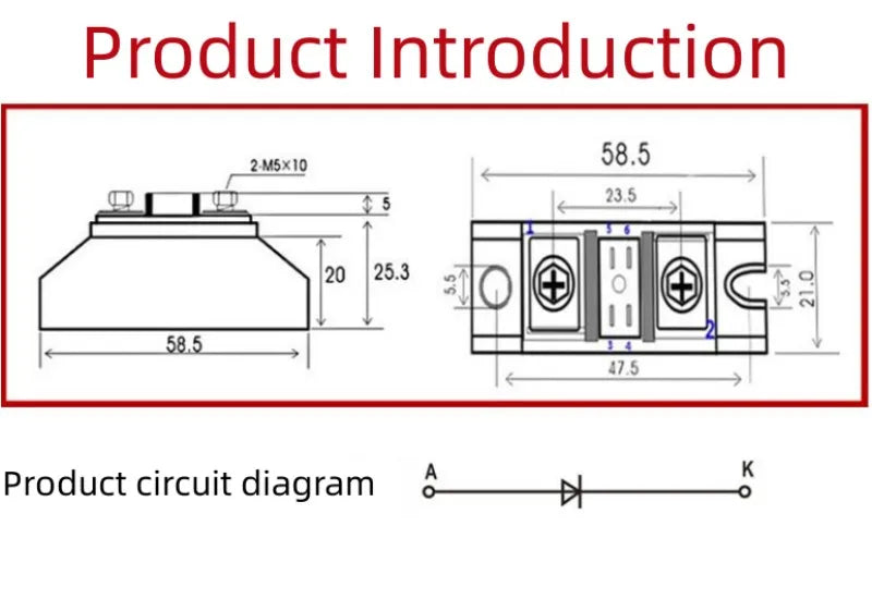 MD100A1000V Small anti-reverse diode 5A 10A 20A 25A 30A 40A 50A 70A 90A Afterflow 100A 110A 150A 1000V Rectify