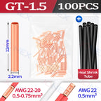 100PCS GT Copper Terminal Connectors Electrical Wire Cable Crimp Connecting Tubular Ferrules or for Lugs Have Heat Shrink Tubing