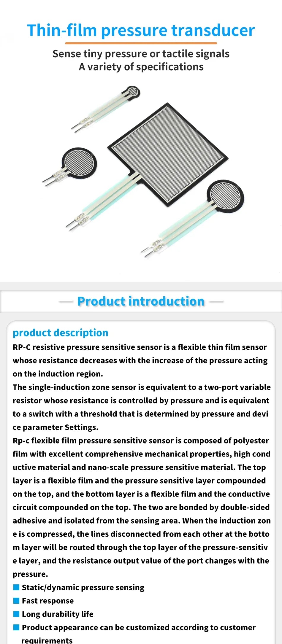 FSR400 FSR406 FSR402  Force Sensitive Resistor 0.5 inch For Arduino compatible Force Sensing Resistor