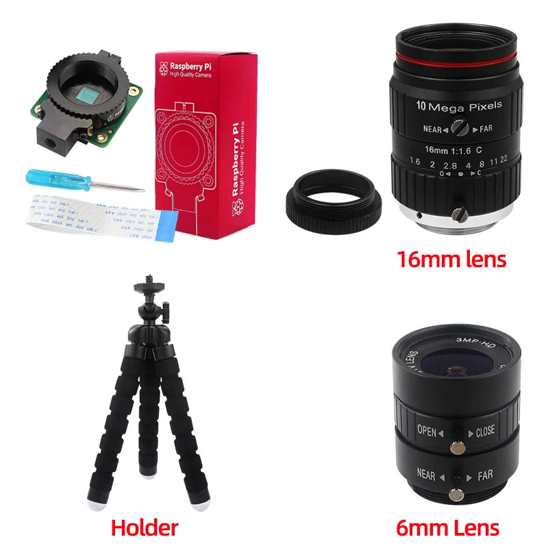 12.3 MP Raspberry Pi High Quality Camera with Sony IMX477 Sensor Optional 6mm CS 16mm C-mount 8-50mm Lens for Pi 4B 3B Zero 2 W