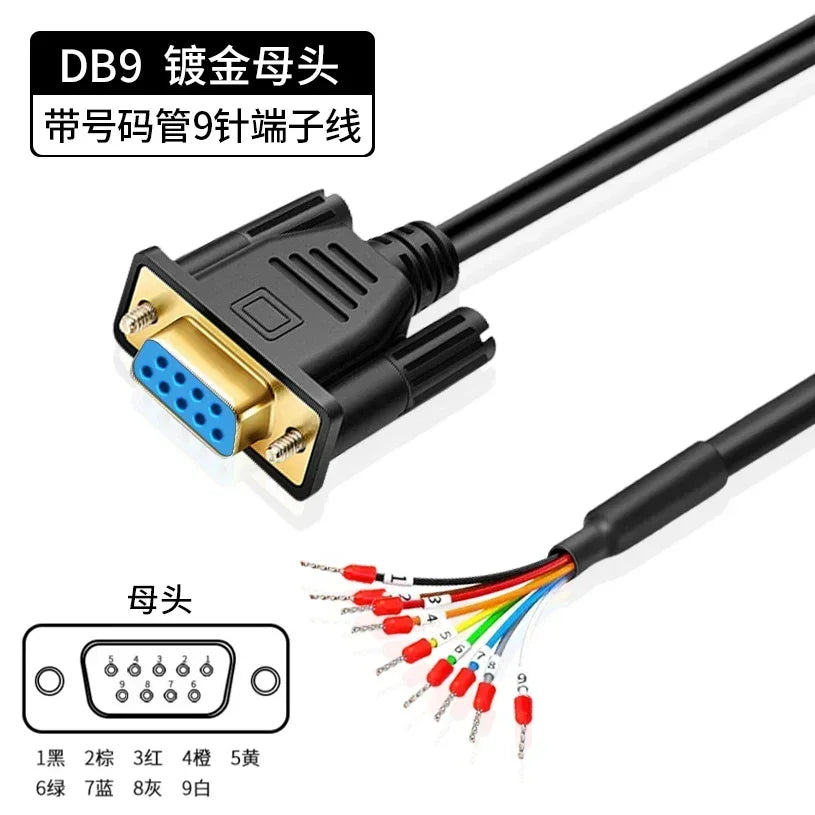 Industrial DB9 DB15 with Terminal Number Connector 9/15 Pin Male Female Single Head Cable Tube Grade Serial Port Connection Line