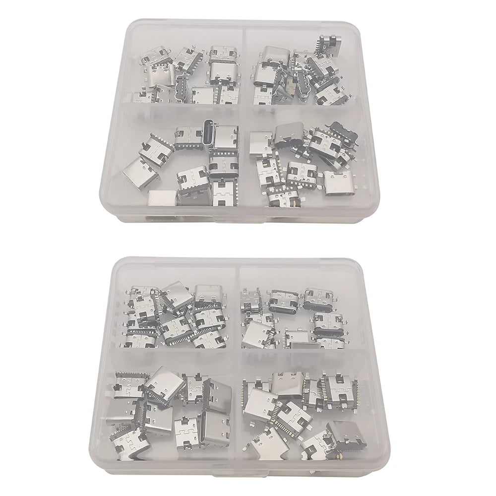 40Pcs Type C USB Connector Female Charging Port Jack 6/16Pin Type-C Socket PCB Soldering SMD SMT DIY Repair Type C Adapter