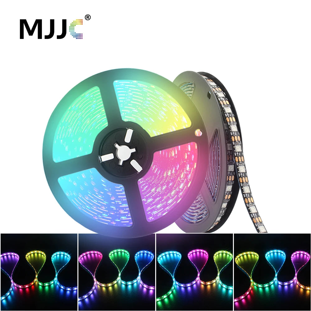 WS2812B RGBIC LED Strip Light 5V DC 5050 300LED SMD Digital LED Tape Ribbon Lamp Black PCB Waterproof Addressable RGB IC Stripe