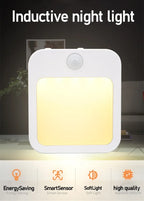 Motion Sensor LED Night Lights EU Plug Dimmable Cabinet Light for Baby Bedside Bedroom Corridor Wireless Night Lamp Lighting