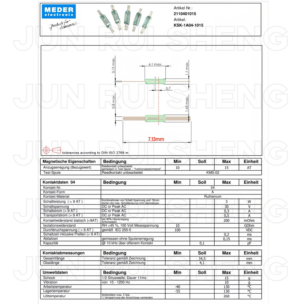 10PCS Original KSK-1A04 Ultra Micro Reed Contact Switch SMD Normally Open MK24-B-2 0.3A 3W 30V Magnetic Control Sensor 4.1*1.1mm
