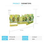PT6-QU-PE Earthing Terminal Block on Din Rail Ground Electrical 6mm Yellow/Green Wires Connector PT 6-Quattro-PE