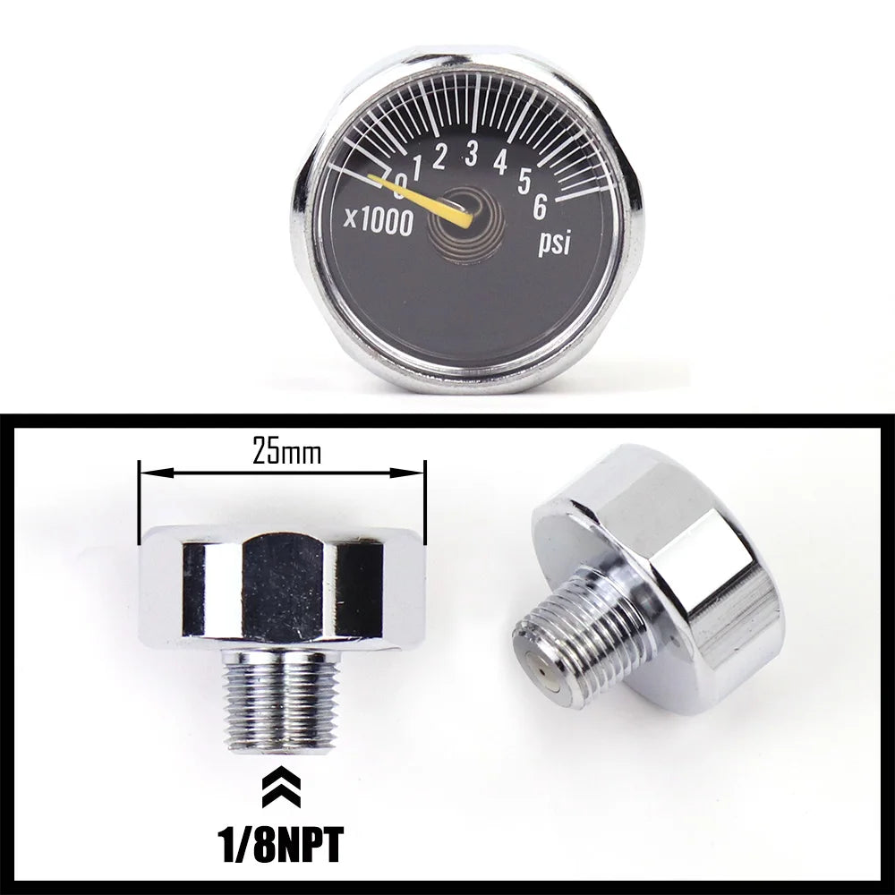 Air Mini Micro Pressure Gauge Manometre Manometer | Thread 1/8BSP(G1/8) 1/8NPT M10 M8 | 30PSI 300PSI 5000PSI 6000PSI 350BAR