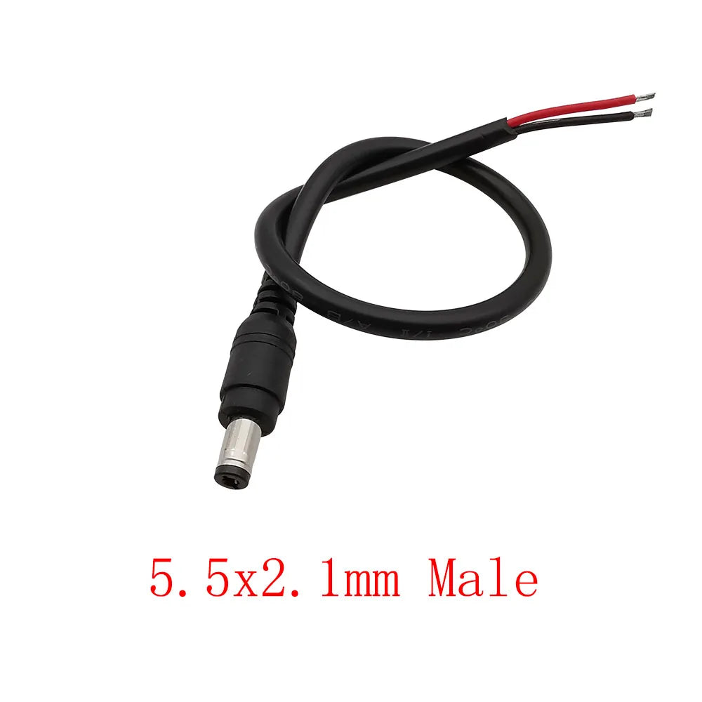 DC Power Pigtails Cable DC 5.5mm x 2.1mm Male Female to Bare Wire Open End 18AWG Wires Connector for CCTV Camera LED Strip Light