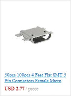 50pcs/lot 5Pin Micro-B SMD Micro USB Connector Female Port Jack Tail Sockect Plug For Android phone data connector