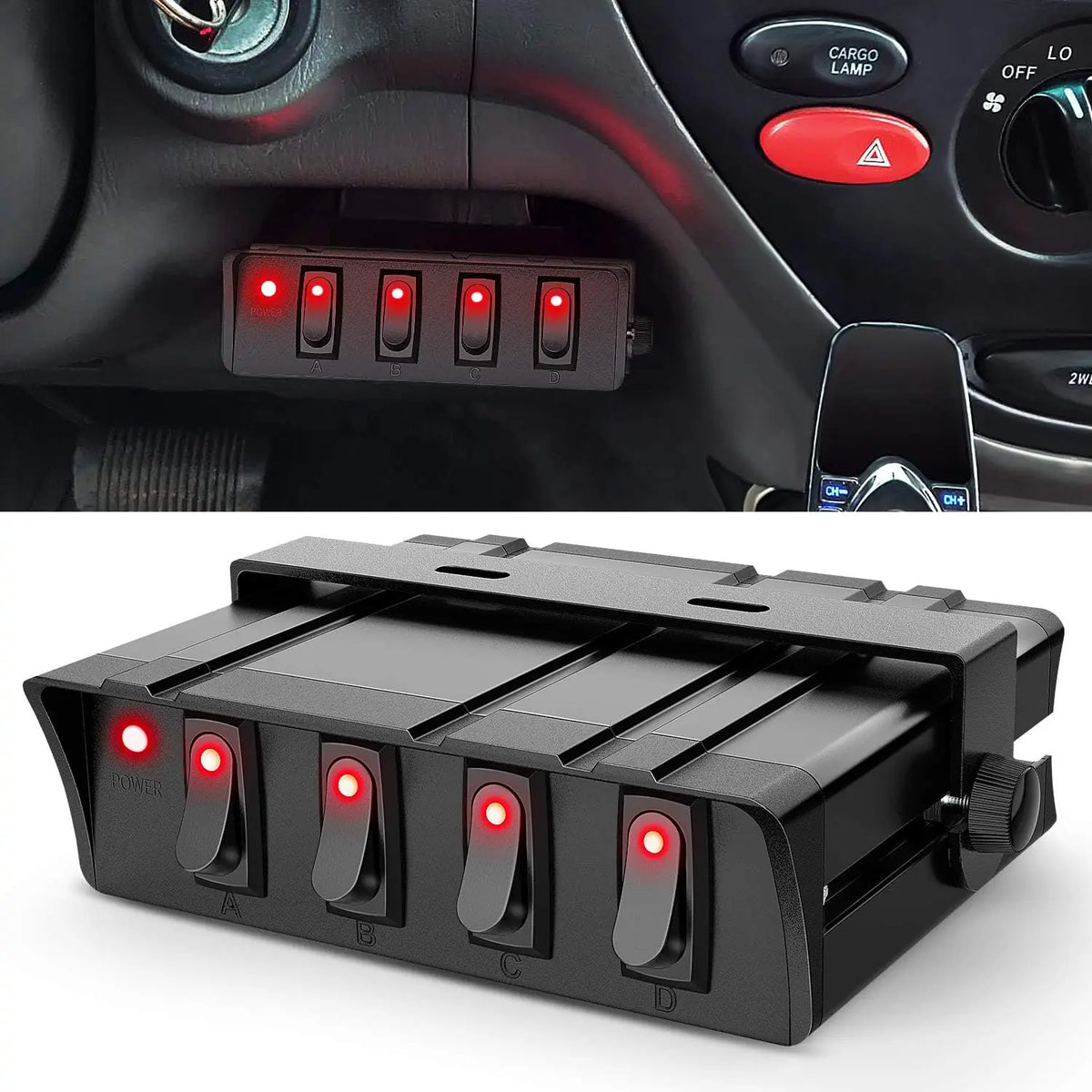 Nilight 4/6 Gang SPST Rocker Switch Panel, 12V 24V 20A Toggle Switch Box, Heavy Duty Control Panel for Automotive, Marine, RV & SUV