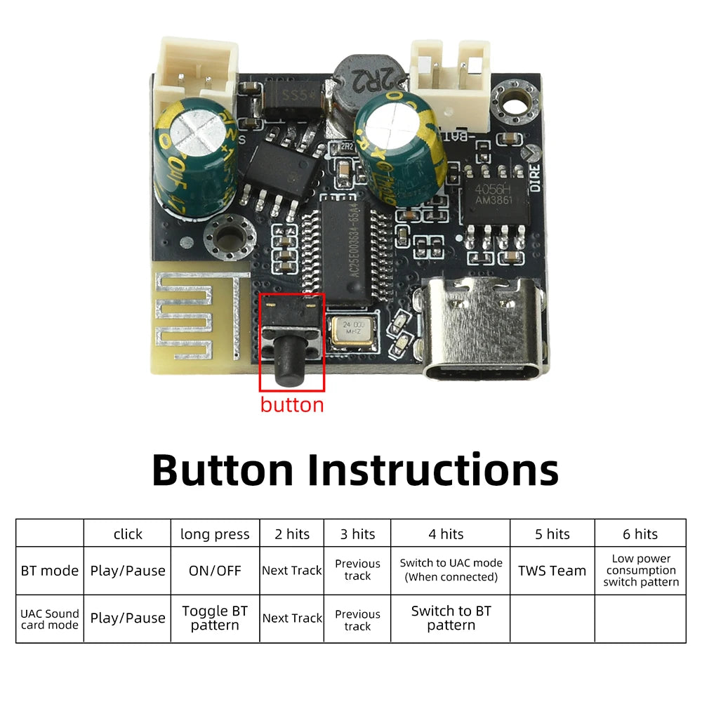 DC 5V/3.7V Tws Stereo Bluetooth Power Amplifier Board High Sound Quality Dual Channel 2x10w Sound Module Car speakers