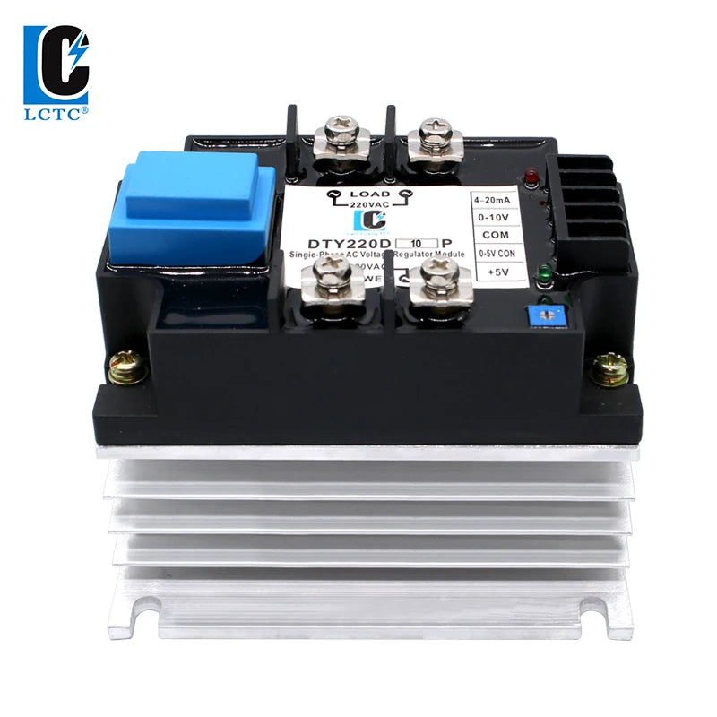 LCTC SSR 0-10V 4-20MA 0-5V Potentiometer Control Single Phase AC Voltage Regulator Relay With Heat Sink DTY Module 220V 380V