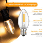 50PCS C7 LED Light Bulbs Plastic Shatterproof E12 Candelabra Base 1W Equal to 10W Replace Bulb For Outdoor  Decor String Lights