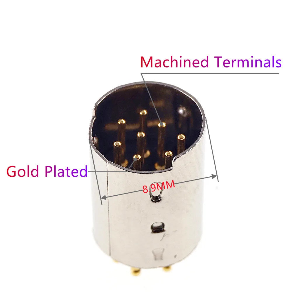 5/20/50/200 pcs Mini Din Plug Male Connector 3 4 5 6 7 8 9 Pin PCB mount Straigh Machined Header Gold Plated Pins Board Solder