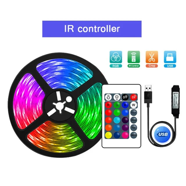 1-30M USB LED Strip Lights App Control Color Changing 5050 RGB Led Light TV Backlight Luces Led Flexible Lamp Tape for Room Deco