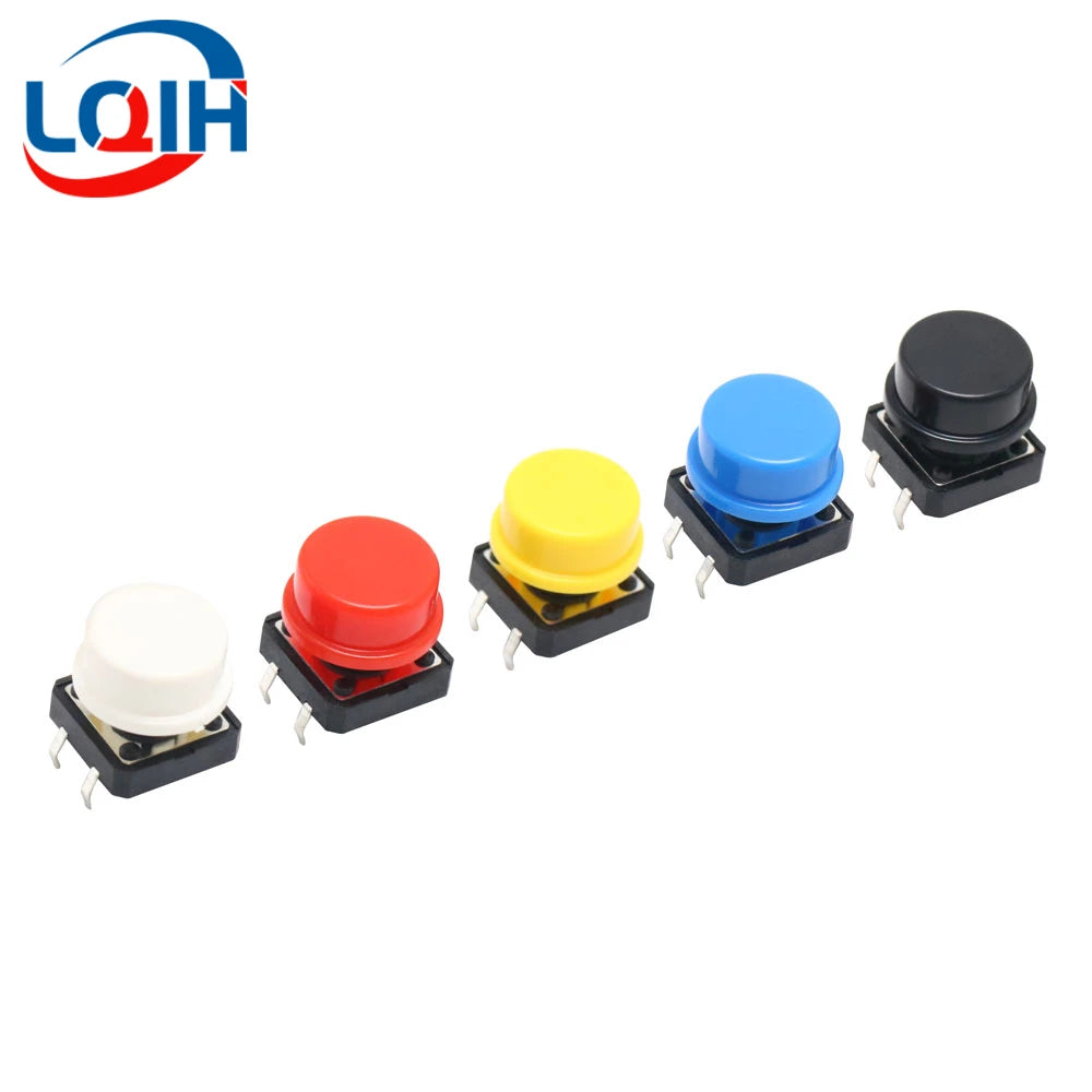 12*12*7.3MM Tactile Push Button Switch Momentary Micro switch button Tact Cap White Black Yellow Blue Red for Arduino Switch