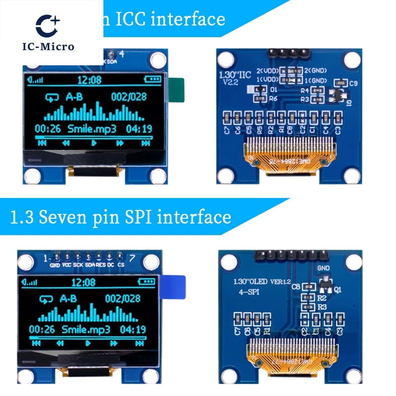 1.3 inch OLED module SPI/IIC I2C Communicate white/blue color 128X64 1.3 inch OLED LCD LED Display Module 1.3" OLED Module 1-10