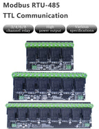 Modbus RTU RS485 TTL Relay Control Module Optional 3/4/6/8 Channel High Power Output Industrial PLC